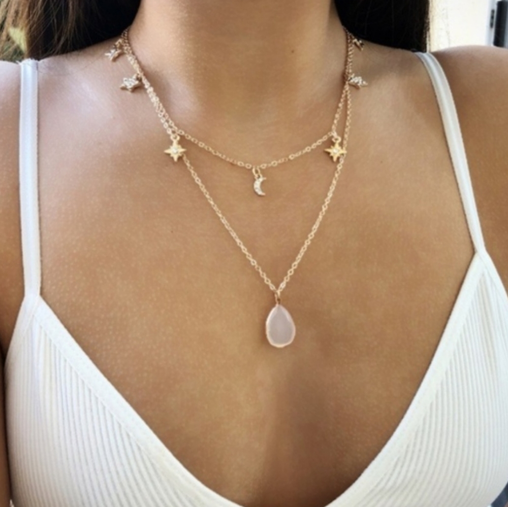 Two Layer Stars and Moon Necklace